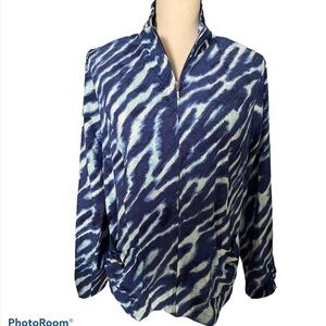 SALE Zenergy by Chico’s Blue Tiger Zip Jacket Sz S
